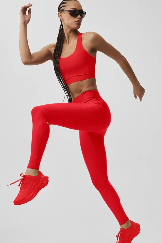 High-Waist Airlift Şık Tayt - Parlak Kırmızı