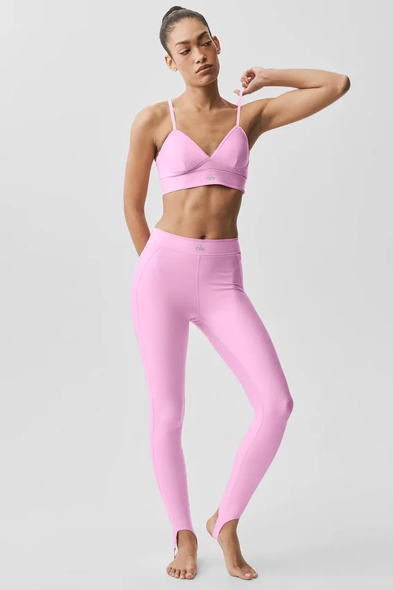 High-Waist Airlift Love Language Stirrup Tayt - Şeker Kalpli Pembe