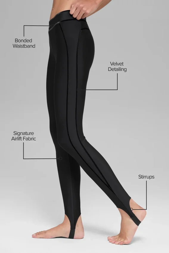 High-Waist Airlift Love Language Stirrup Tayt - Siyah