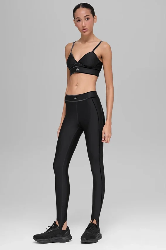 High-Waist Airlift Love Language Stirrup Tayt - Siyah