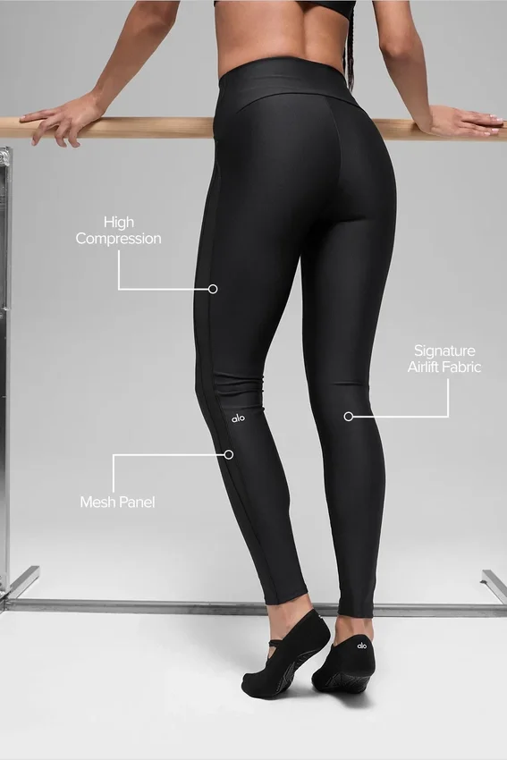 High-Waist Airlift Mesh Infatuation Tayt - Siyah