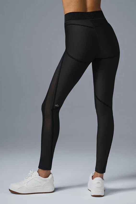 High-Waist Airlift Mesh Serisi Tayt - Siyah