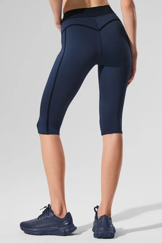 High-Waist Airlift Serisi Capri - Lacivert