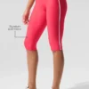 High-Waist Airlift Süper Şık Kontrast Kapri - Şeker Kırmızısı/Beyaz