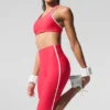 High-Waist Airlift Süper Şık Kontrast Kapri - Şeker Kırmızısı/Beyaz