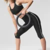 High-Waist Airlift Süper Şık Kontrast Kapri - Siyah/Beyaz