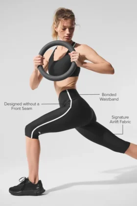 High-Waist Airlift Süper Şık Kontrast Kapri – Siyah/Beyaz