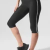 High-Waist Airlift Süper Şık Kontrast Kapri - Siyah/Beyaz