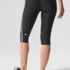 High-Waist Airlift Süper Şık Kontrast Kapri - Siyah/Beyaz