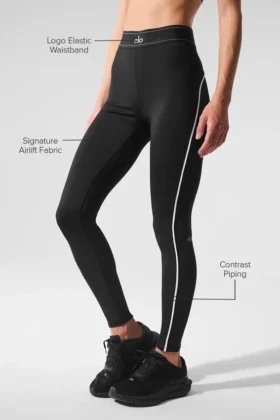 High-Waist Airlift Suit Up Taytlar – Siyah/Beyaz