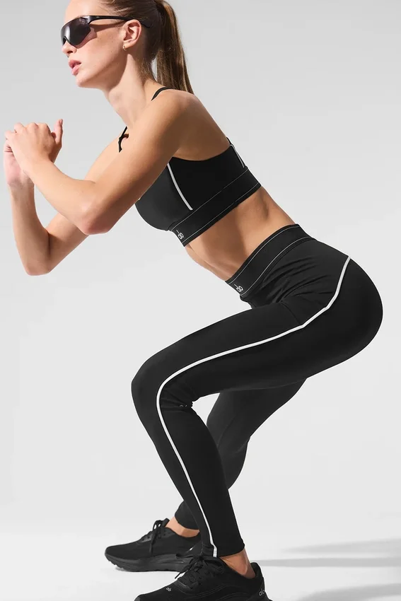 High-Waist Airlift Suit Up Taytlar - Siyah/Beyaz