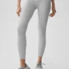 High-Waist Alosoft 7/8 Relay Tayt - Atletik Melanj Gri/Beyaz
