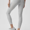 High-Waist Alosoft 7/8 Relay Tayt - Atletik Melanj Gri/Beyaz