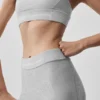 High-Waist Alosoft 7/8 Relay Tayt - Atletik Melanj Gri/Beyaz