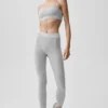 High-Waist Alosoft 7/8 Relay Tayt - Atletik Melanj Gri/Beyaz