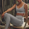 High-Waist Alosoft Heart Throb Tayt - Atletik Melanj Gri/Beyaz