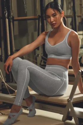 High-Waist Alosoft Heart Throb Tayt - Atletik Melanj Gri/Beyaz