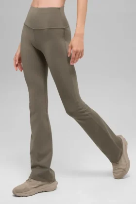 High-Waist Bootcut Airbrush Tayt - Açık Kakao
