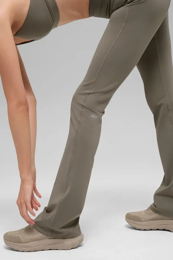 High-Waist Bootcut Airbrush Tayt - Açık Kakao