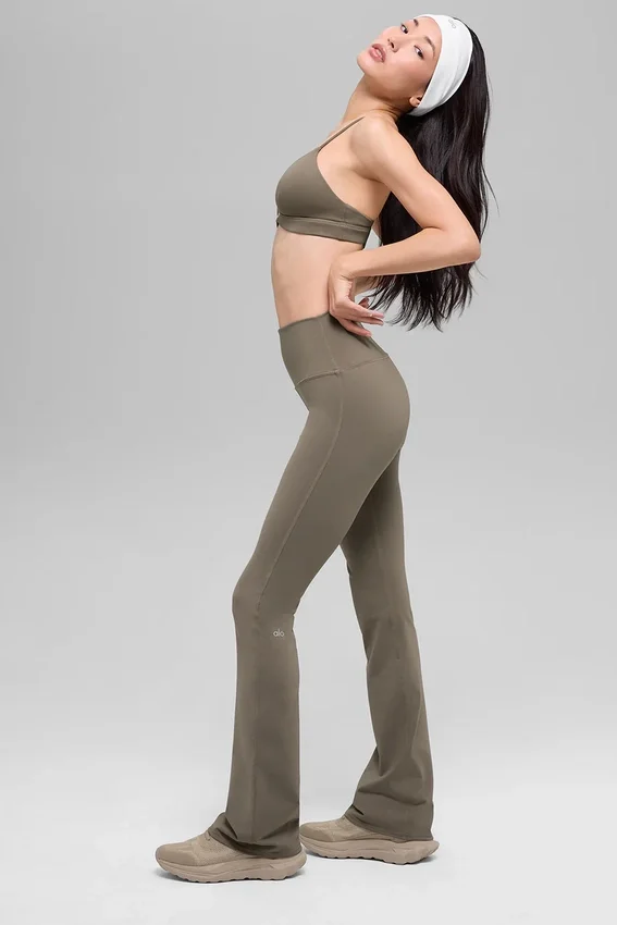 High-Waist Bootcut Airbrush Tayt - Açık Kakao