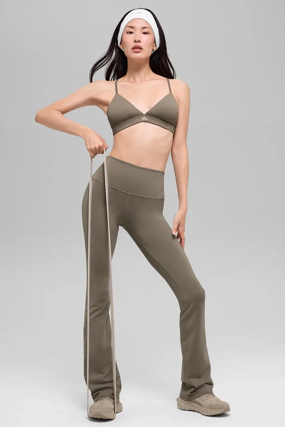 High-Waist Bootcut Airbrush Tayt - Açık Kakao