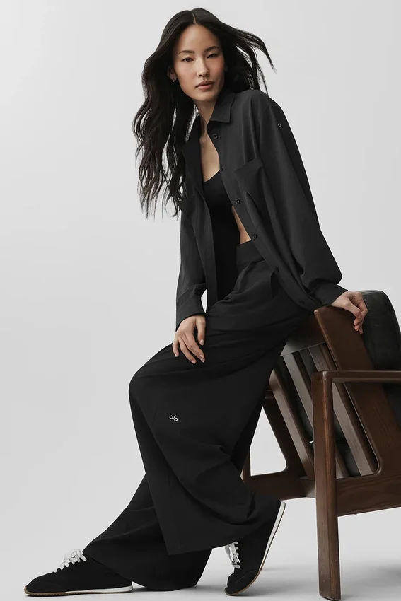 High-Waist Dreamscape Pantolon (Normal) - Siyah