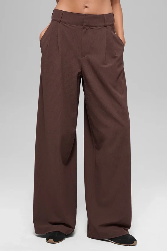 High-Waist Dreamscape Pantolon (Uzun) - Brownstone