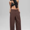 High-Waist Dreamscape Pantolon (Uzun) - Brownstone