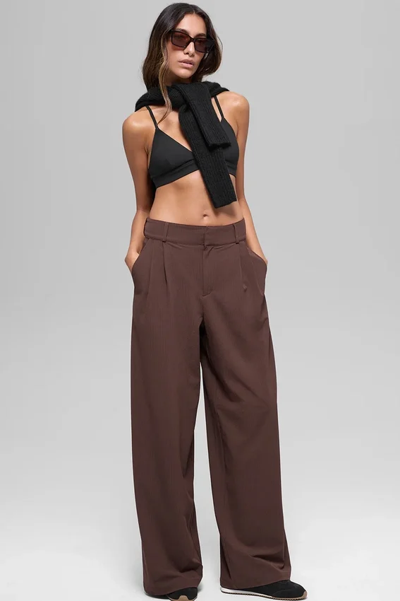 High-Waist Dreamscape Pantolon (Uzun) - Brownstone