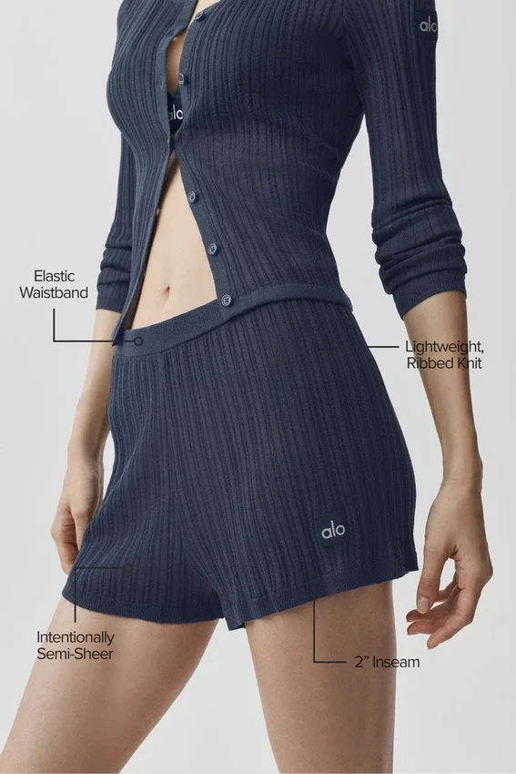 High-Waist High-Waist Kazak Sunlit Şort - Lacivert