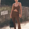 High-Waist High-Waist Sunlit Düz Paça Pantolon - Güneş Öpücüğü Kahverengi