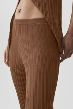High-Waist High-Waist Sunlit Düz Paça Pantolon – Güneş Öpücüğü Kahverengi