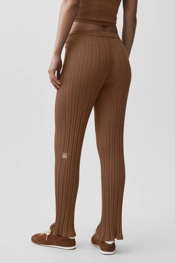 High-Waist High-Waist Sunlit Düz Paça Pantolon - Güneş Öpücüğü Kahverengi