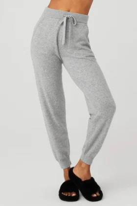 High-Waist Kaşmir Jet Set Pantolon - Güvercin Grisi Melanj