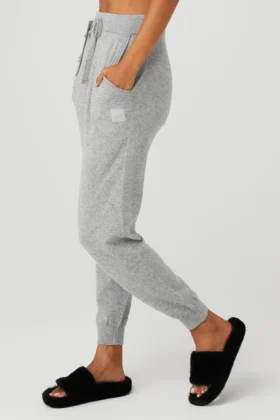 High-Waist Kaşmir Jet Set Pantolon – Güvercin Grisi Melanj