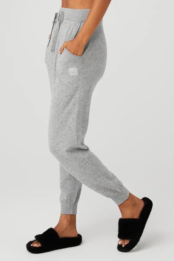 High-Waist Kaşmir Jet Set Pantolon - Güvercin Grisi Melanj