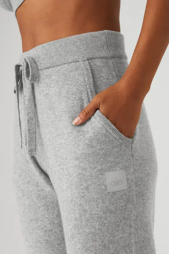 High-Waist Kaşmir Jet Set Pantolon - Güvercin Grisi Melanj