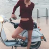 High-Waist Kazak Sunlit Şort - Yaz Romantizmi Kırmızısı