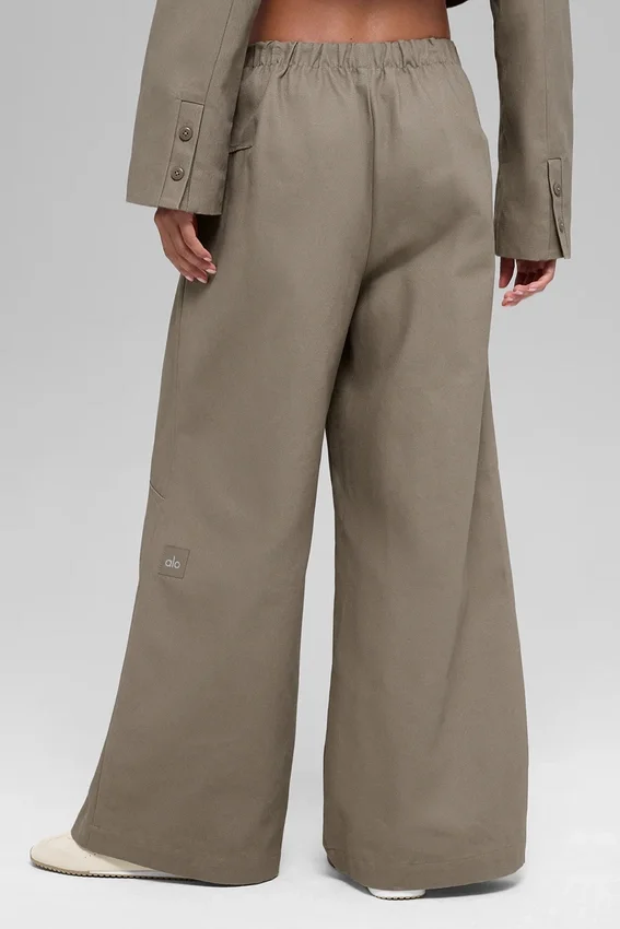 High-Waist Main Character Geniş Paça Pantolon - Açık Kakao