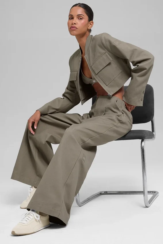 High-Waist Main Character Geniş Paça Pantolon - Açık Kakao