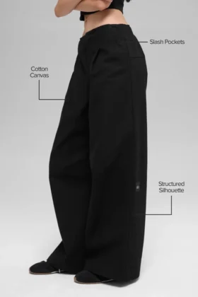 High-Waist Main Character Geniş Paça Pantolon – Siyah