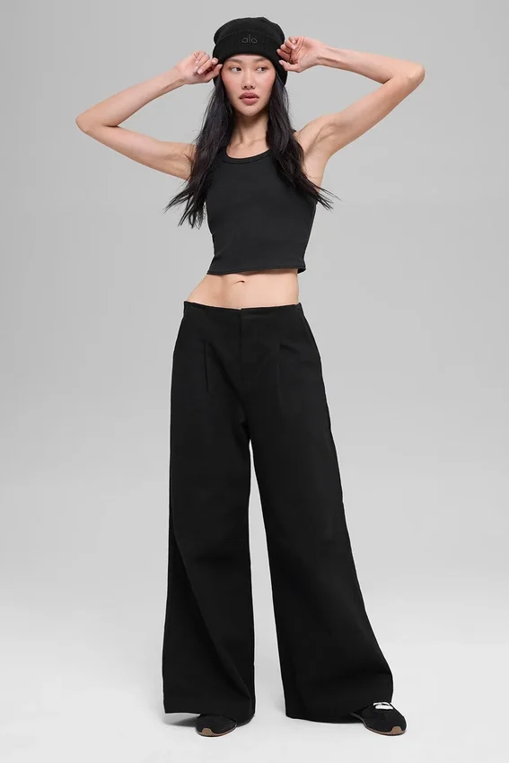 High-Waist Main Character Geniş Paça Pantolon - Siyah