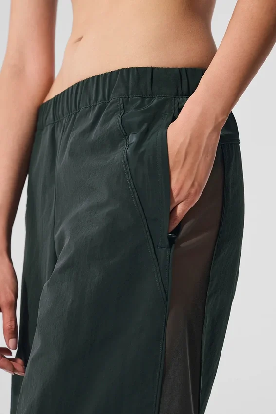High-Waist Origin Geniş Paça Tayt - Kömür Yeşili