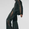 High-Waist Origin Geniş Paça Tayt - Kömür Yeşili
