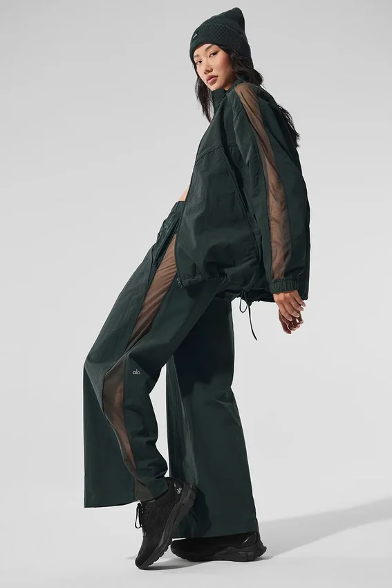 High-Waist Origin Geniş Paça Tayt - Kömür Yeşili