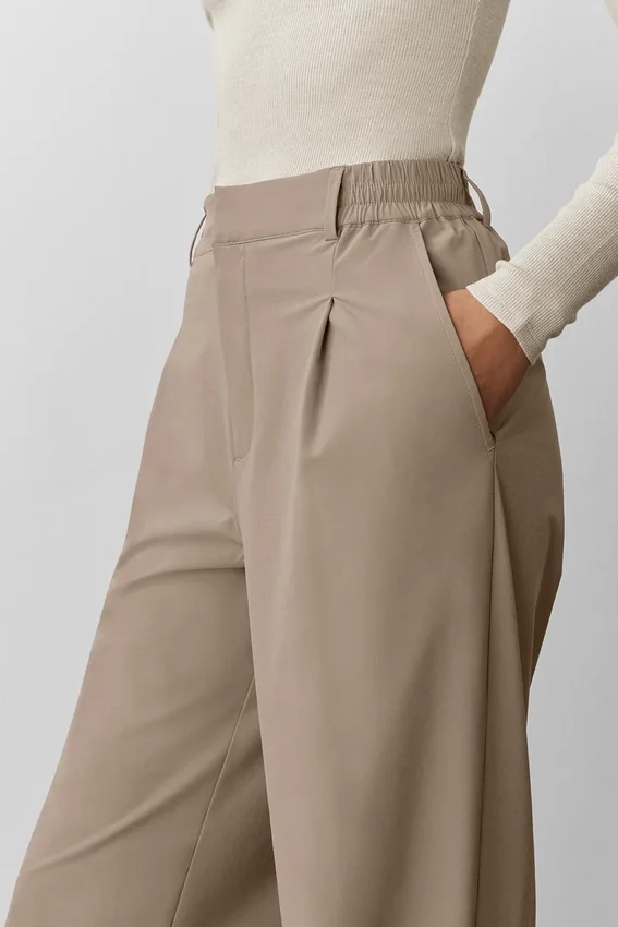 High-Waist Pursuit Pantolon (Uzun) - Gravel