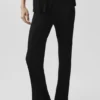 High-Waist Sunlit Düz Paça Pantolon - Siyah