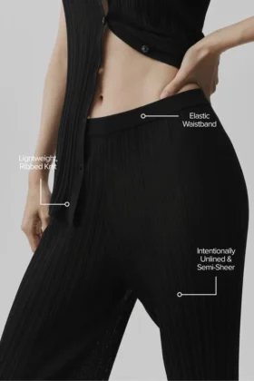 High-Waist Sunlit Düz Paça Pantolon – Siyah