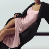 Işıltılı İpek Slip Elbise - Pembe Şampanya
