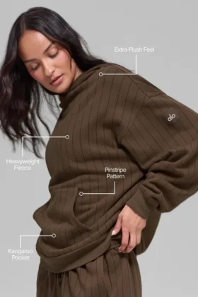 Çizgili Kapüşonlu Sweatshirt – Espresso Çizgili